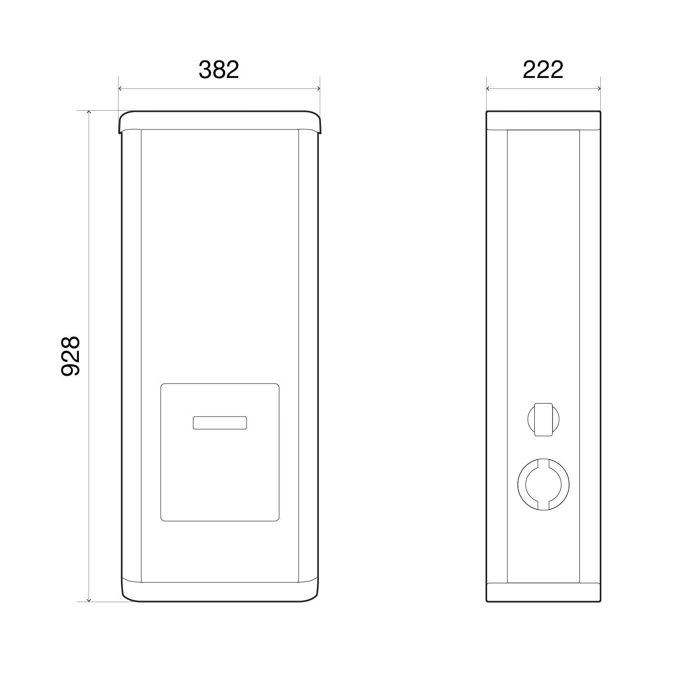 Carregador Dupla Circutor Urban-WB tamanho