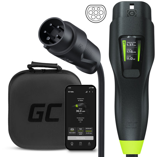 Greencell Habu T2 Three-Phase AC Portable Charger (11kW) w/ CEE16 Connector + Bag and App
